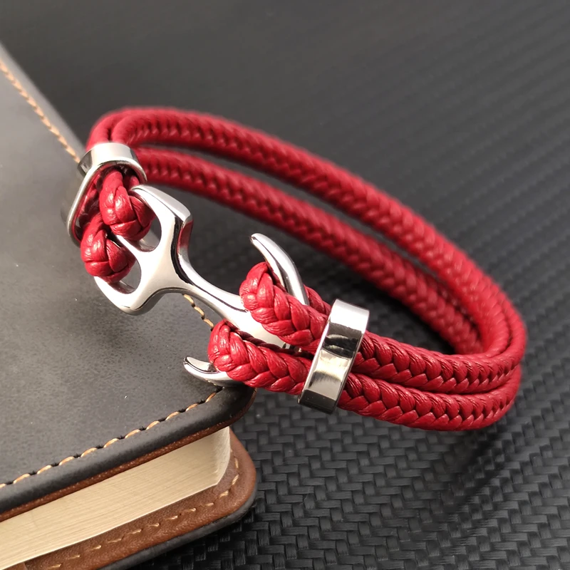 

Charm Anchor Stainless Steel Men Leather Bracelet for Friend Birthday New Year Gift Bangles Charm Jewelry Accessories Wholesale