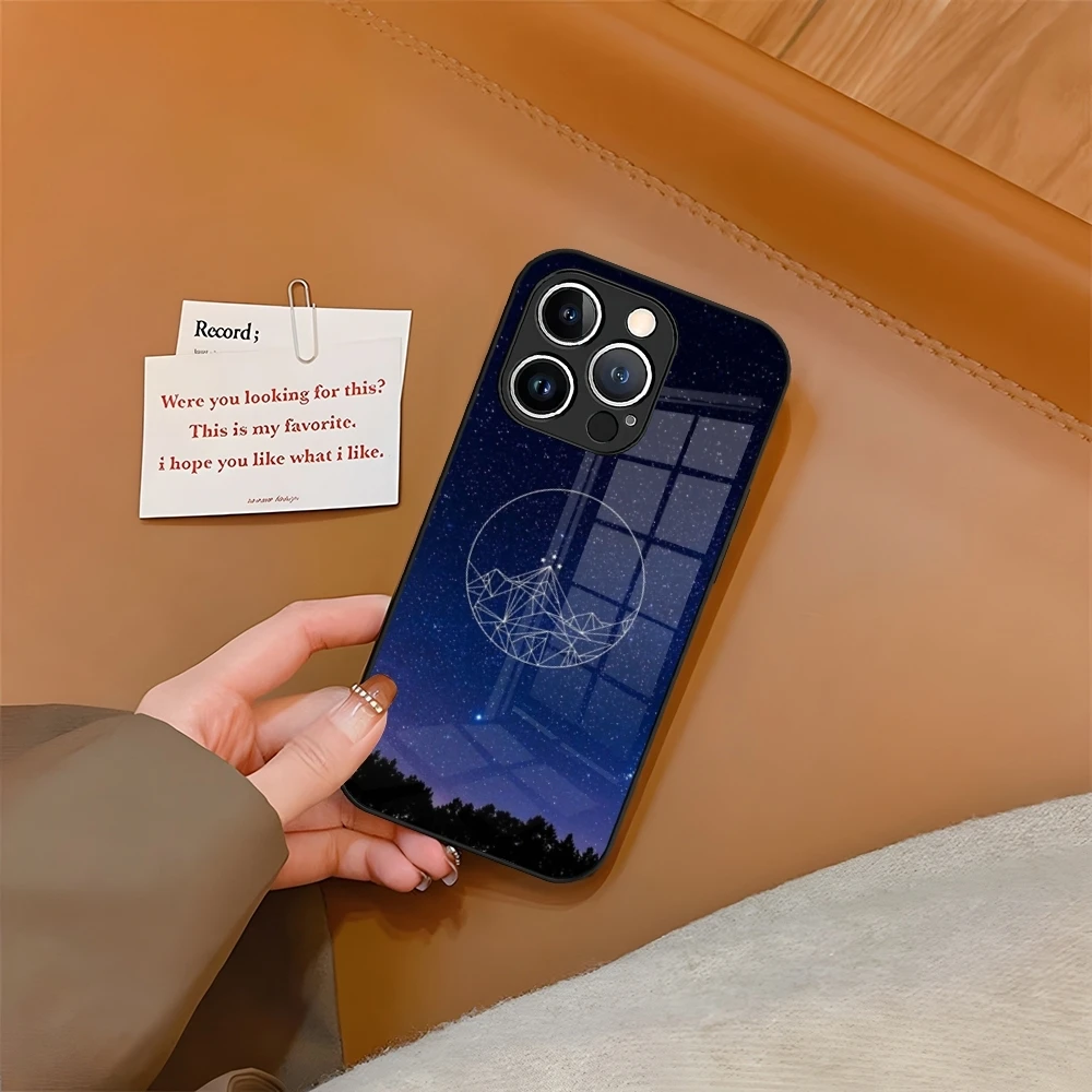 Чехол для телефона Acotar закаленное стекло iPhone 16 15 13 14 12 11 Pro XS Max Plus Mini SE2020