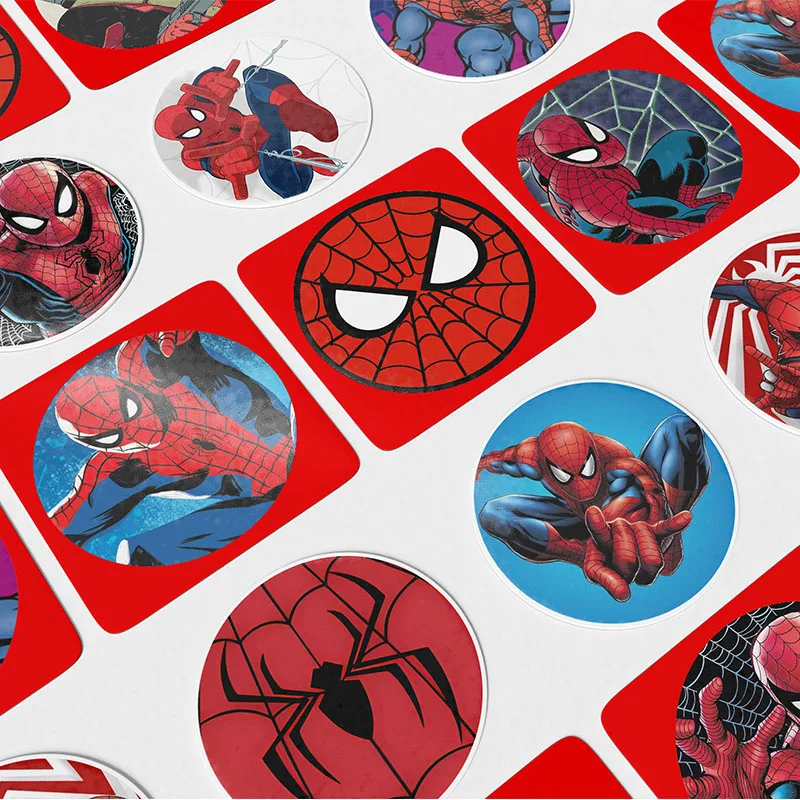 Cartoon Super Hero Spiderman Round Stickers for Kids DIY Water Bottle Skateboard Motorcycle Cool Anime Sticker Toys Wraps Decor