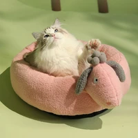cute cat bed warm soft pet bed for cats dogs cat house winter warm kitten bed lounger cushion puppy kennel pet accessories