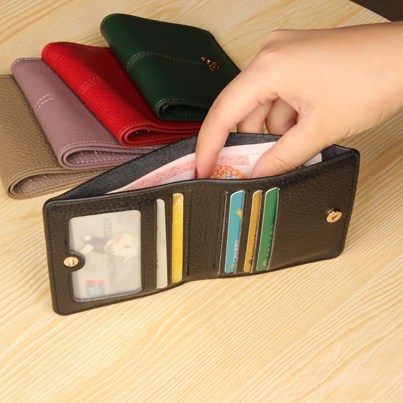 5 Colors 100% Genuine Leather Wallets Women's Short Ultra Thin Mini Wallet 2022 Fashion Luxury Purse Hasp Design  Small Wallet
