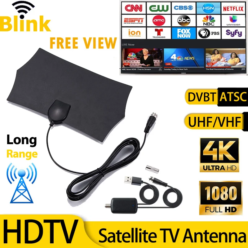 

Indoor Digital TV Antenna 28dBi DVB-T2 ATSC 4K 1080P Signal Amplifier HDTV Antenna UHF VHF Satellite Booster for Free HD Channel