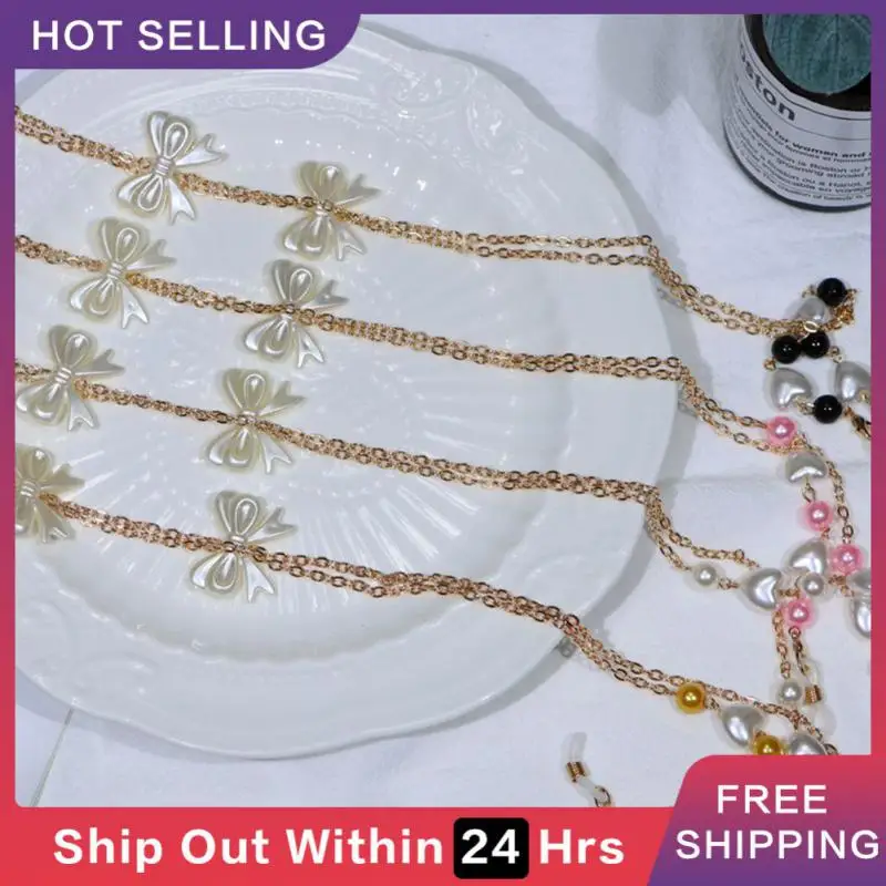 

Ожерелье женское с пластиковыми бусинами и жемчугом, цепь для очков 70 см, аксессуар для очков, модный металлический портативный шнурок для солнцезащитных очков, милый подарок