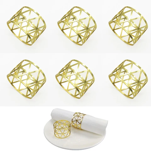 6 шт., металлические полые кольца для салфеток для свадебной вечеринки