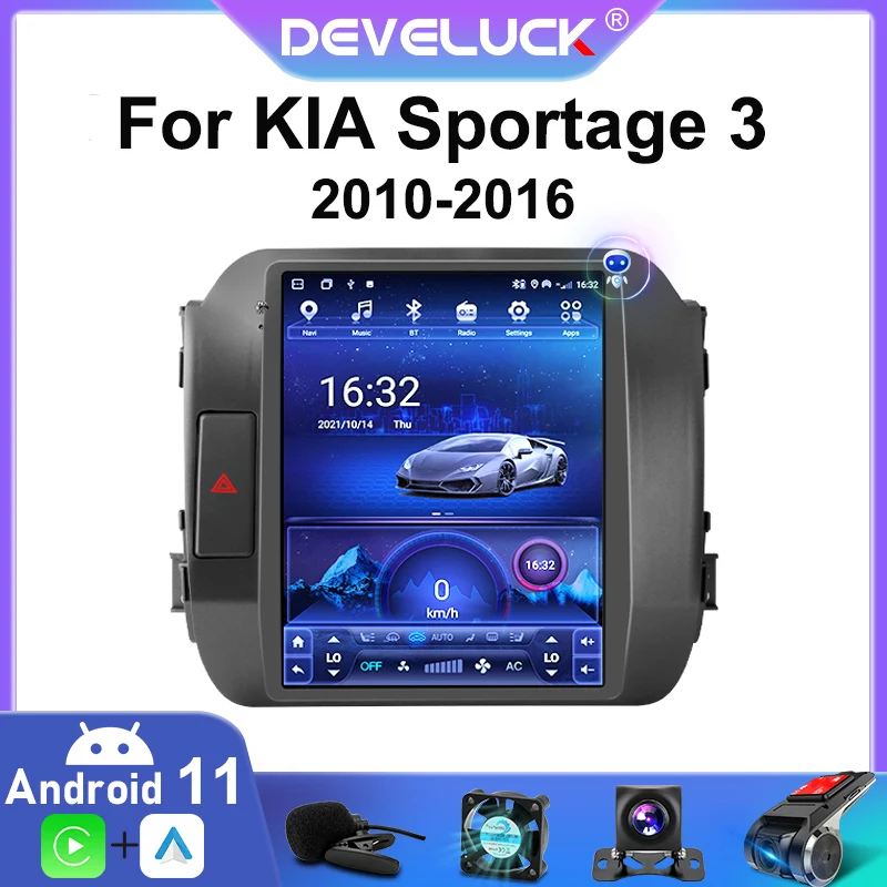 Автомагнитола 2 Din на Android 11 мультимедийный видеоплеер для KIA Sportage 3 SL 2010 - 2016 4G Carplay