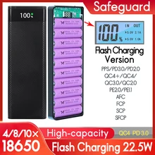 Quick Charging Power Bank Case 18650 battery box Mobile Phone USB Type C 5v fast Charger battery Holder storage Box  22.5W QC3.0 
