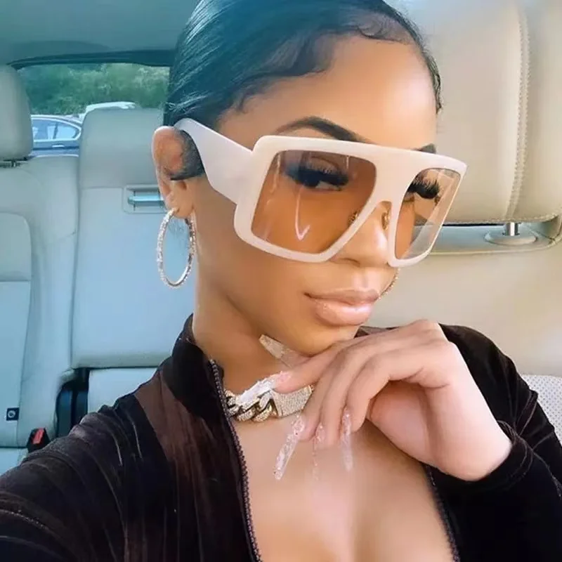 

2022 Newest Design Big Frame Oversized Sunglasses Women Luxury Brand Large Flat Top Sun Glasses Trendy Square Gradient Shades
