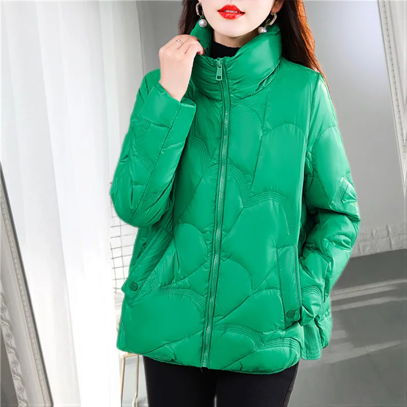 2023 News Winter Women Short Jackets Casual Thick Warm Stand Collar Coat Female Winter Outwear Loose White Duck Coat M31