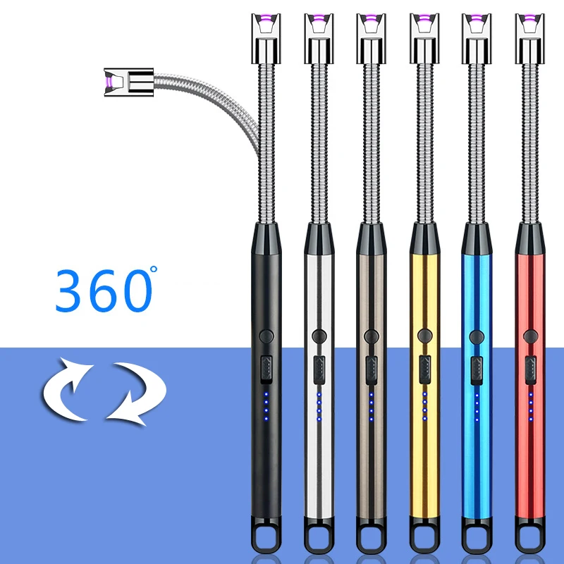 

Type-C Charging Socket Metal Elbow Pulse Arc Lighter Outdoor Windproof Non Kerosene And Gas USB Electronic Igniter For Kitchen