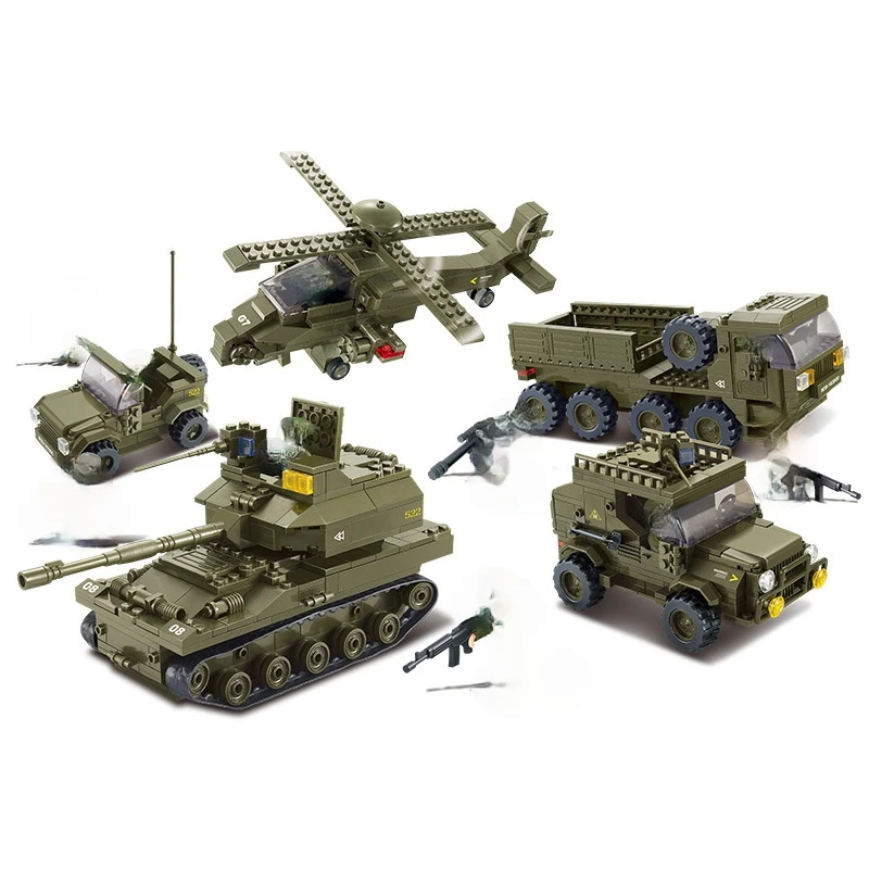 

Military Tank WW2 Army Troops Airplane Helicopter Building Blocks Sets Brinquedos Bricks Figures Playmobil Educational Kids Toys