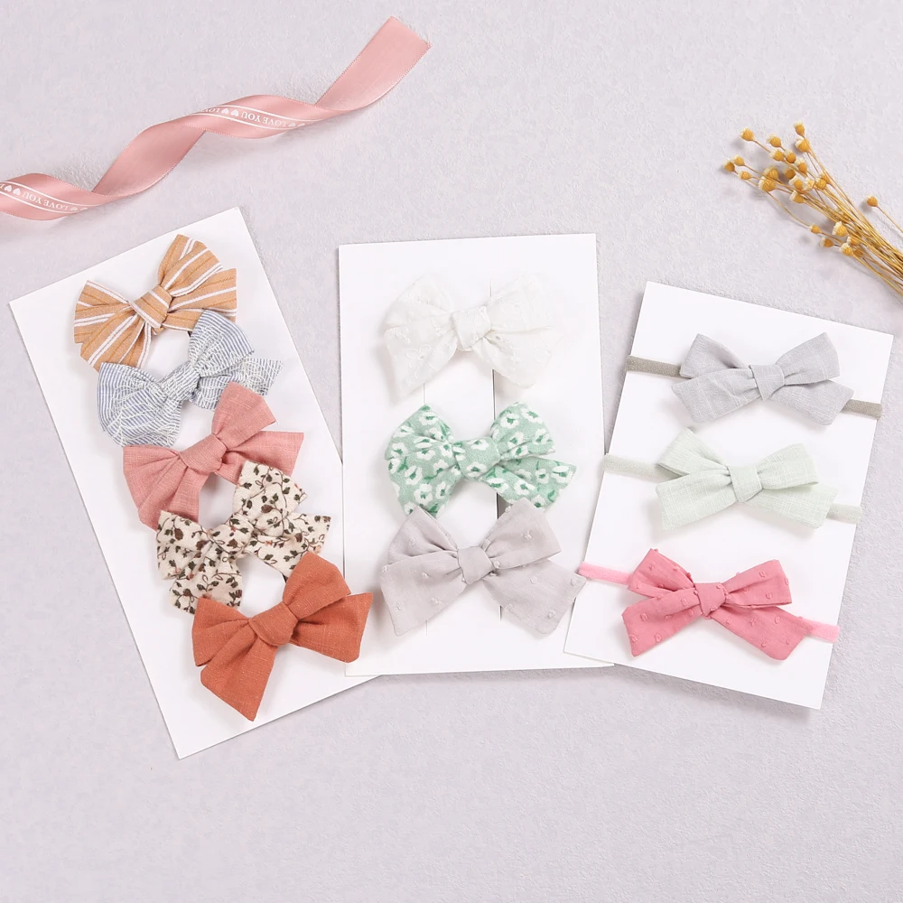 

Colorful Hair Clips For Girls Cute Nylon Bowknot Kawaii Elastic Hair Bands For Babies Headwrap Hair Accessories For Kids
