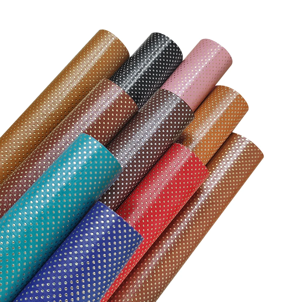 

Polka Small Dot Pattern Printed Colored PU Faux Leather Fabric Sheet for Making Shoe/Bag/DIY Accessories