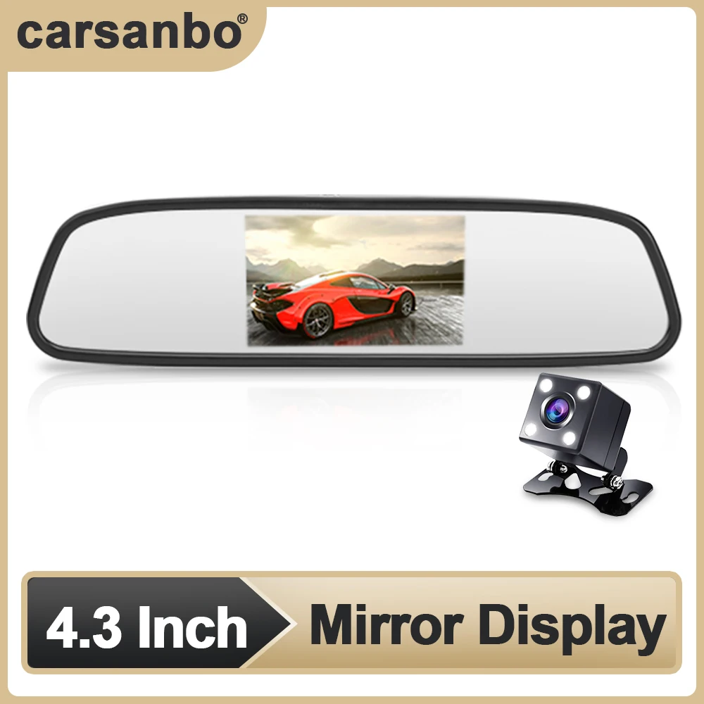 

Carsanbo HD 4.3 Inch Rearview Mirror Car TFT LED Reversing Monitoring System Automatic Parking Assist Rearview Mirror Display