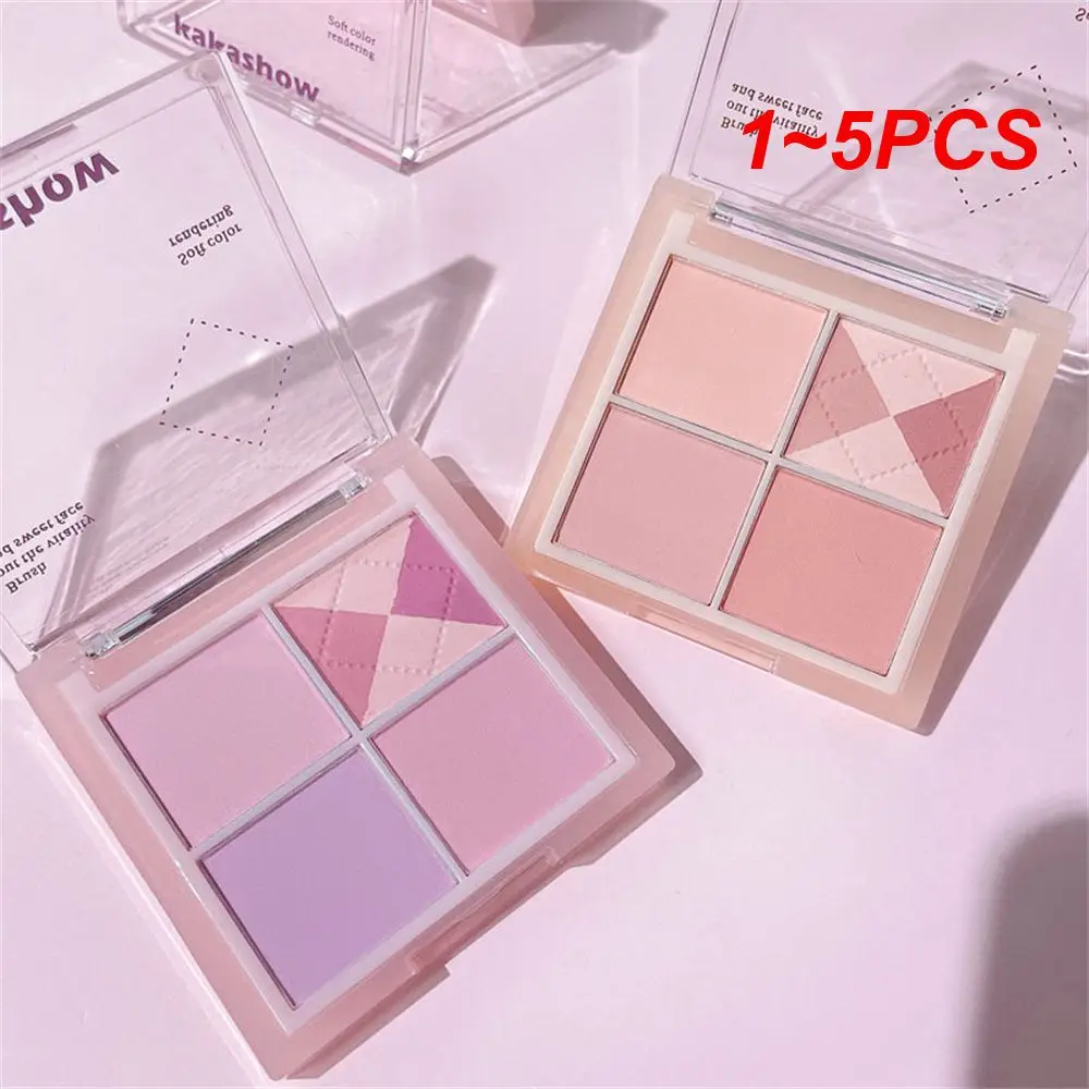 

1~5PCS Face Blusher Brighten Face Soft Blush Powder Female Makeup Cheek Rouge Peach Purple Matte 4 Color Blush Palette