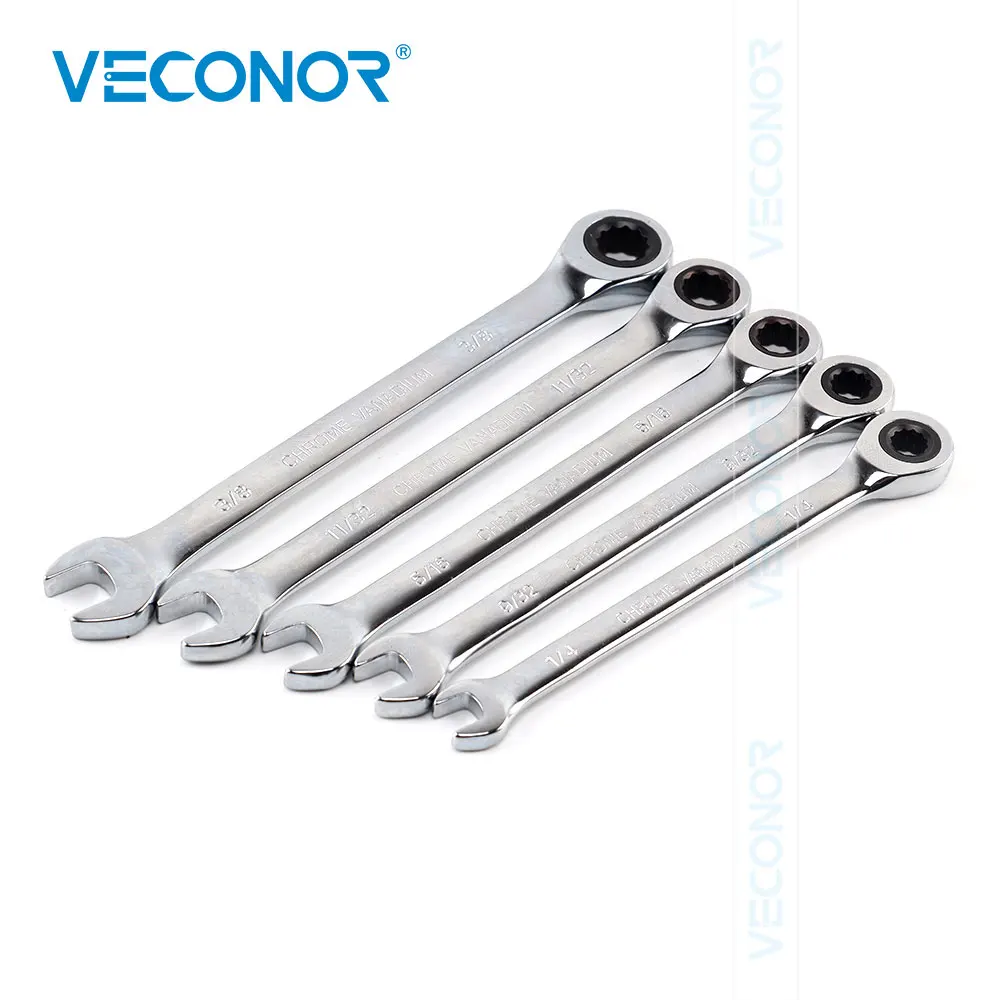 Гаечный ключ с храповым механизмом 1/4, 9/32, 5/16, 11/32, 3/8 дюйма, набор ключей с высоким крутящим моментом, инструмент с 72 зубьями, имперский Размер, зеркальная поверхность, полировка