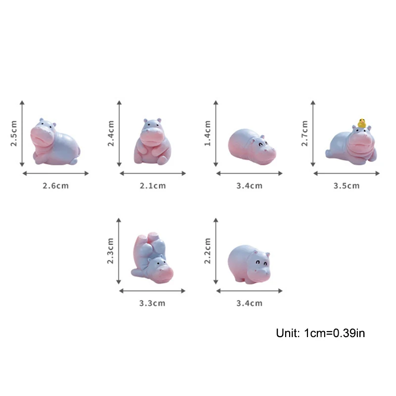 6 шт. мини-маленькая фигурка бегемота модель куклы мох микропейзаж домашний декор