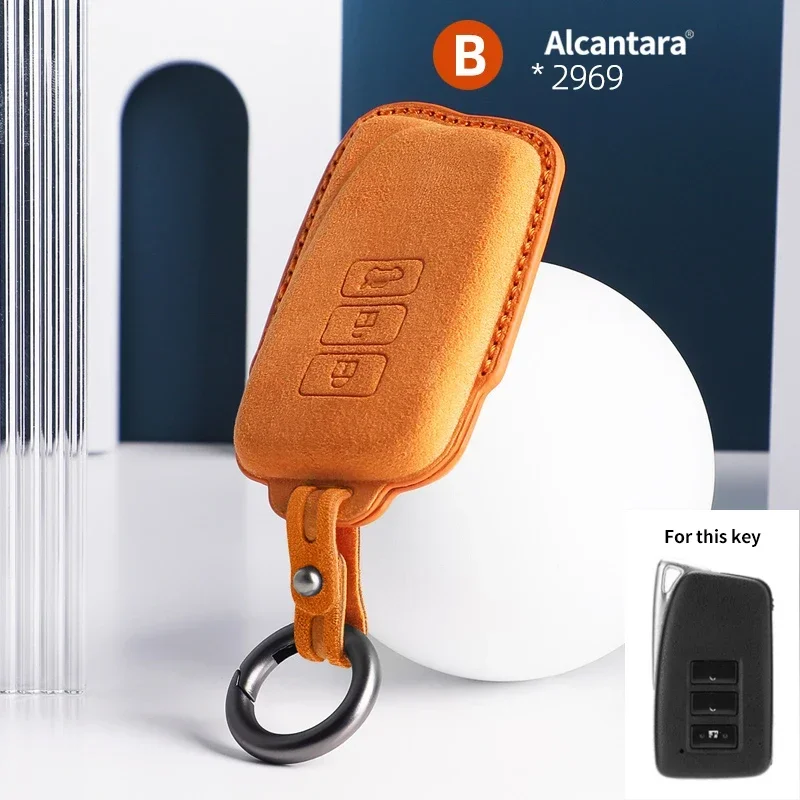 

Alcantara Car Key Case Suede Keychain Cover Shell For Lexus ES200 300H RX UX260 Remote Buttons Protectors Accessories 2020 2023