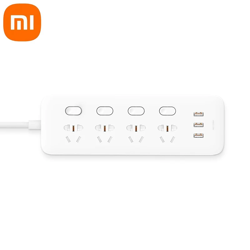 

Original Xiaomi Mijia Power Strip 4 Sockets 4 Individual control Switches 5V/2.1A 3 USB port Extension Sockets Charger 2m cable