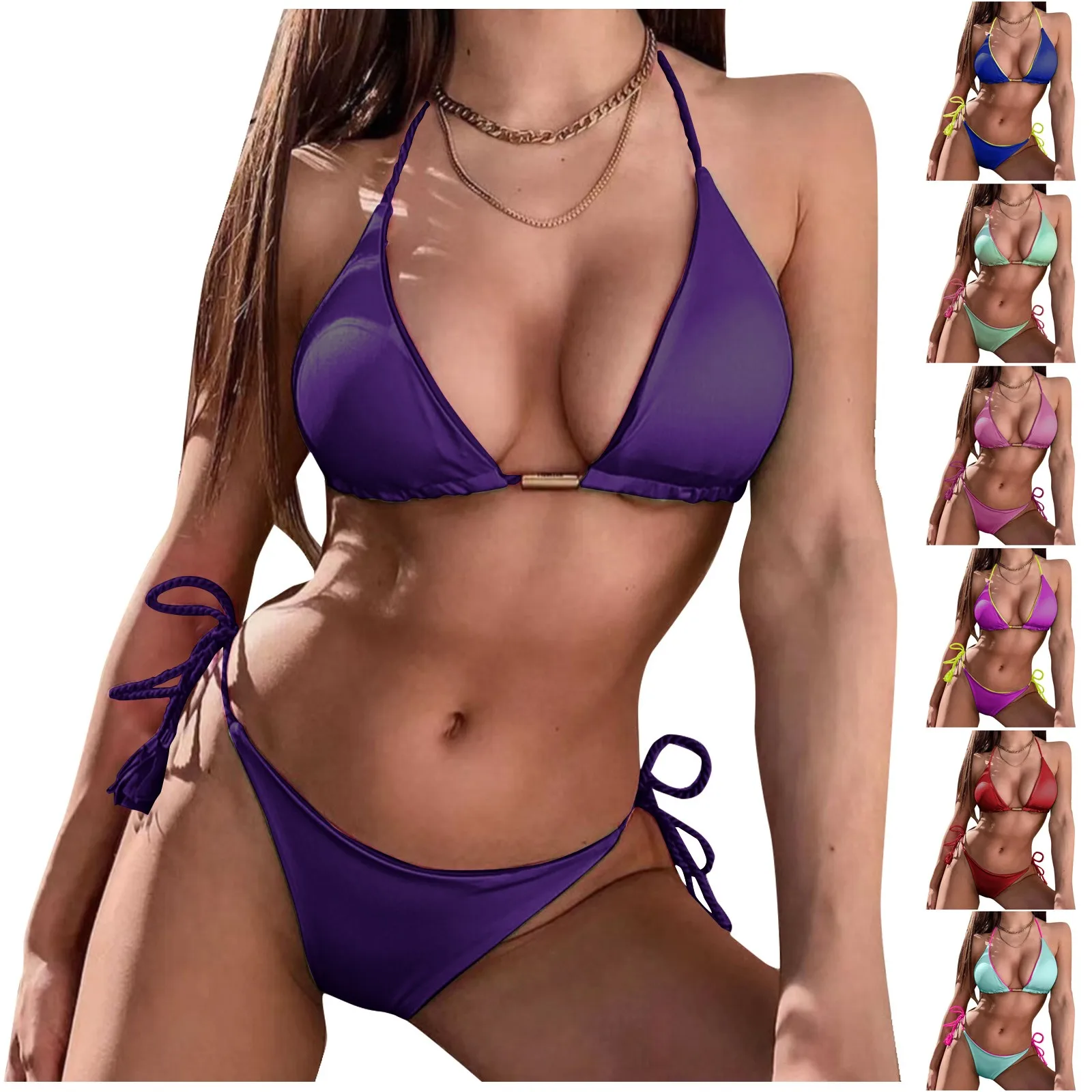 

Women's Bikini Sexy Fashion Solid Color Separate Swimsuit Sexy Solid Beach Cover Ups For Women Ropa De Mujer купальник женский