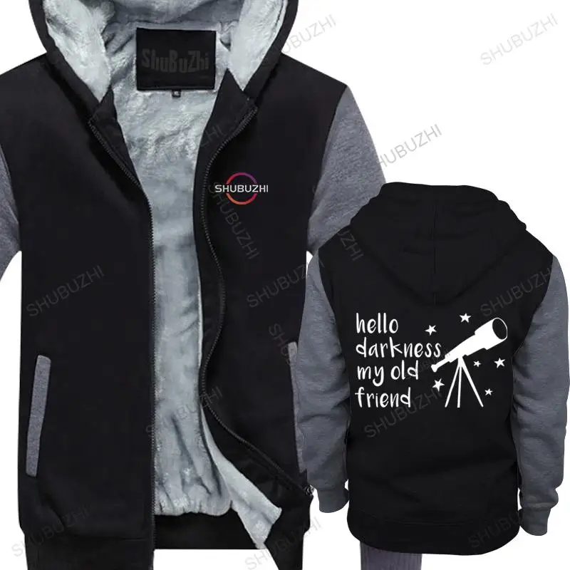 

men brand fleece hoody winter cotton hooded zipper Hello Darkness My Old Friend Telescope - Astronomy Space Star warm hoodie