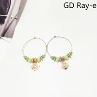 fashion heart pendant earrings gold crystal glass acrylic beads cute bees earring hoop ear circle sweet ring beaded vintage g22