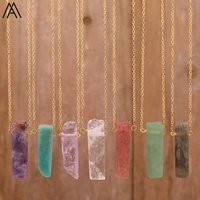 bohemia women slab stone gold chains pendant necklace fashion simple mineral crystal stone necklace women jewelry gift bijoux