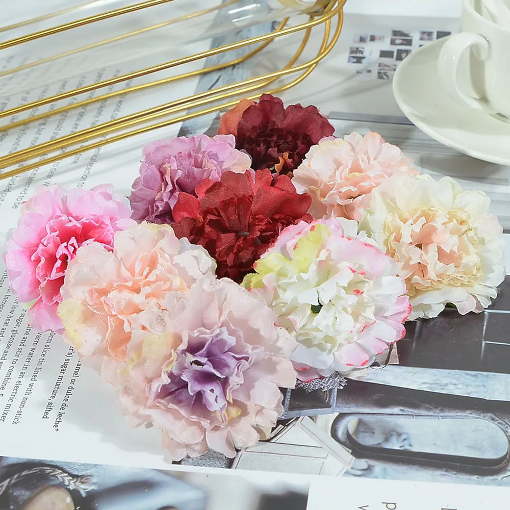 

10pcs 5cm Carnation Artificial Silk Flower Head For Wedding Home Party Decoration Scrapbooking Chrismas Cheap Fake flowers