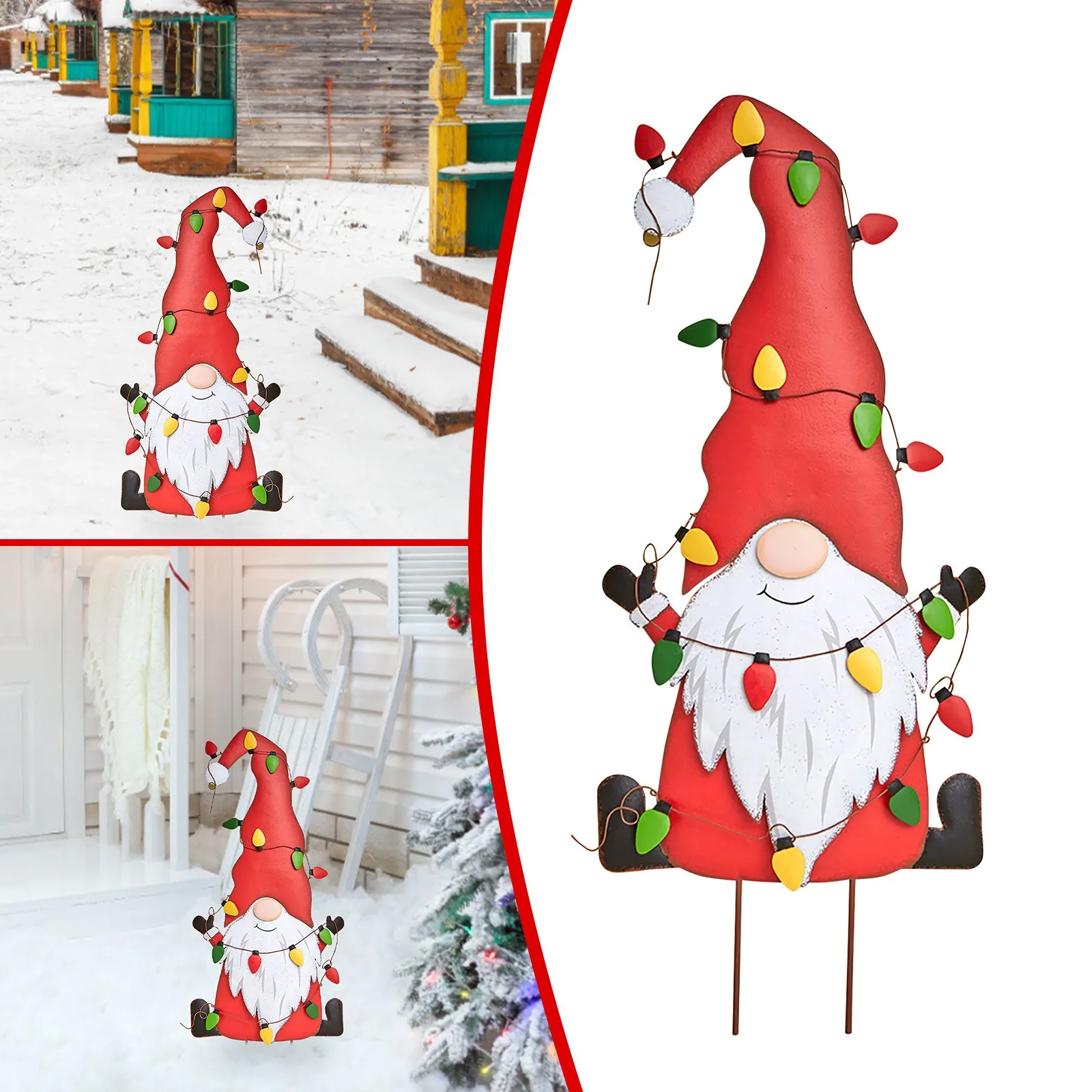 

Скобы из ткани с пейзажем, пластиковые металлические поделки, полевая подставка, искусство, металлический гном, Рождественский сад, домашни...