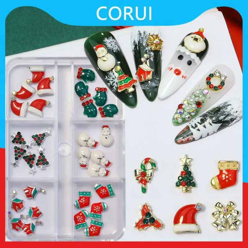 

Designs Christmas Tree sock snowflake Nail Art Decorations Alloy Metal DIY 3D Nail Rhinestones Accessories Jewelry Tools