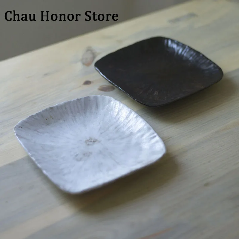 

Coarse Pottery Barbecue Meat Sushi Plate Kitchen Cutlery Japanese Sushi Slash Fruit Dessert Sushi Storage Plate Teapot Holder