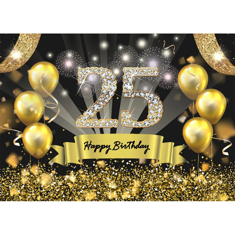

Aldult 30th Happy Birthday Party Decoration Backdrop Glitter Golden Balloon Baby Shower 1st Background Photography Banner Prop