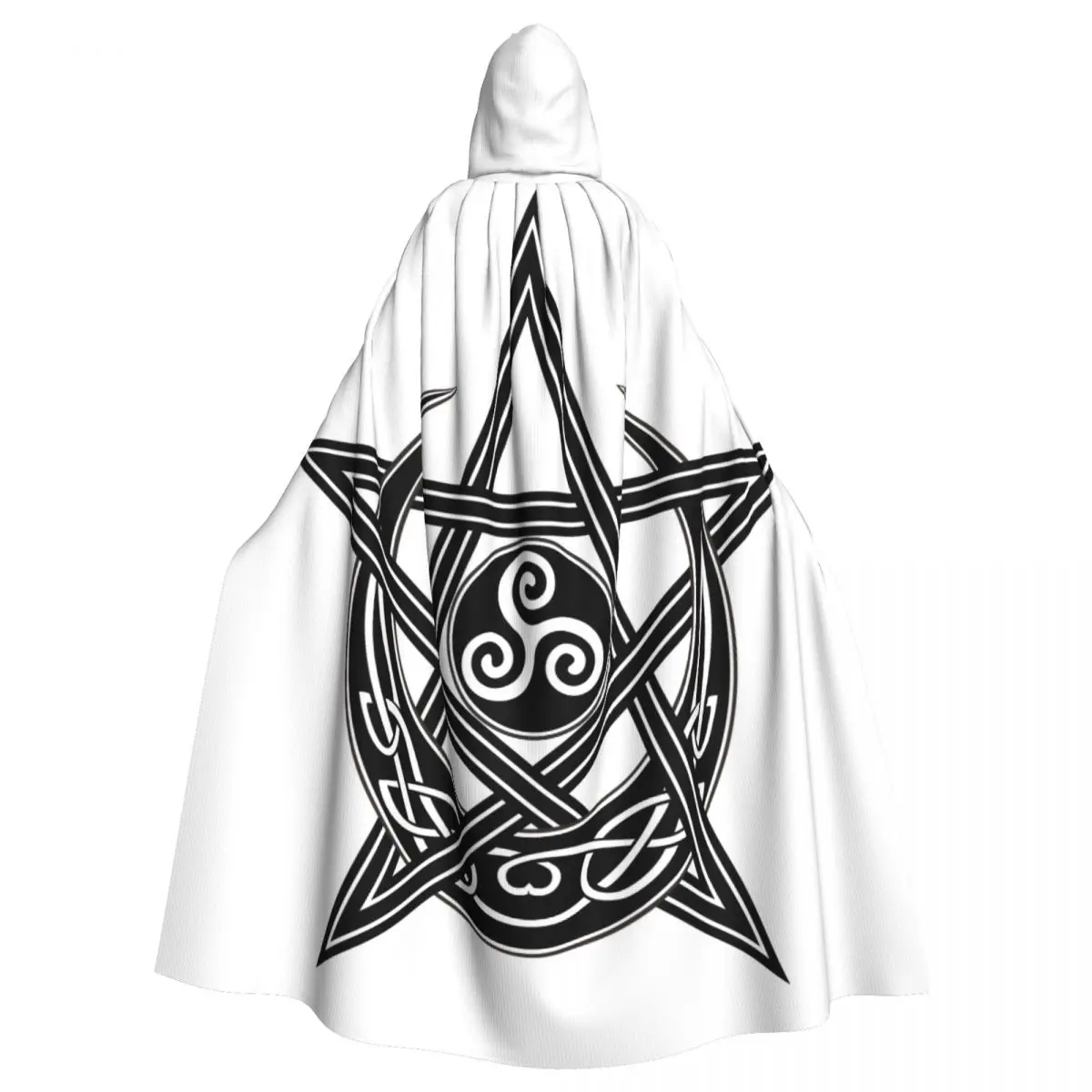 Unisex Witch Party Reversible Hooded Adult Vampires Cape Cloak Celtic Moon Star Triple Spiral