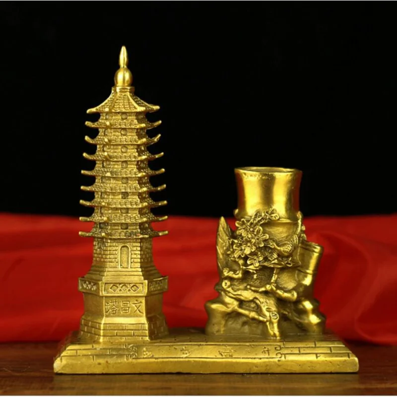 

Copper Statue Tongwenchang tower penholder 9th floor academic furnishing, rising step by step, office desk furnishing