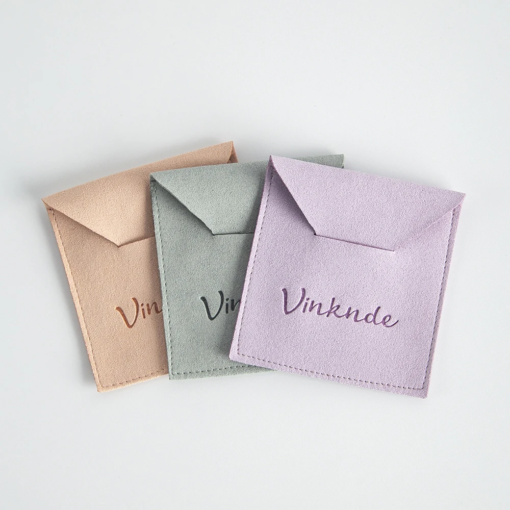 100Pcs/Lot Microfiber Jewelry Bag Envelope Velvet Pouch for Necklace Ring Earring Wedding Gift USB Disk Organizer Can Print Logo