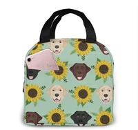 labrador floral sunflower dog insulated lunch bag for women men leakproof thermal reusable lunch bag
