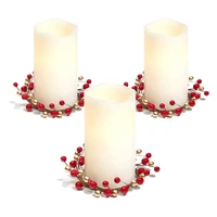 6pcs candle rings for pillarsred and gold small wreaths for christmasrustic wedding centerpiece or table decoration