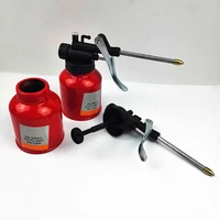 1pc high quality metal 250ml oil can die cast body with rigid spout thumb pump workshop oiler oil can red grease gun tools