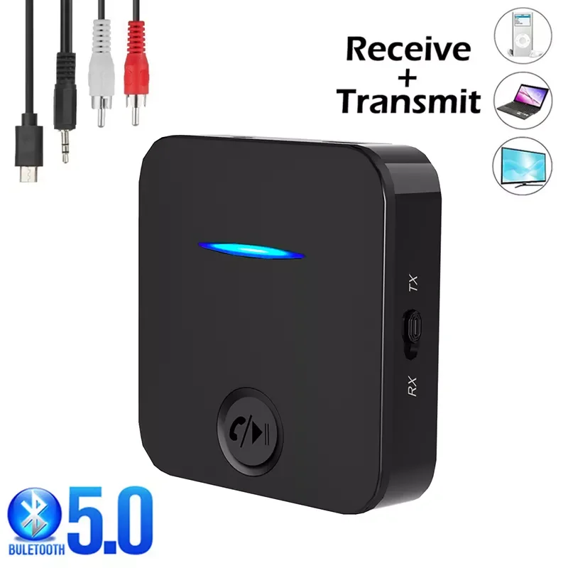 

Bluetooth 5.0 Transmitter Receiver RCA 3.5mm AUX Jack USB Stereo Audio Wireless Adapter Handsfree Call For Car PC TV Headphone