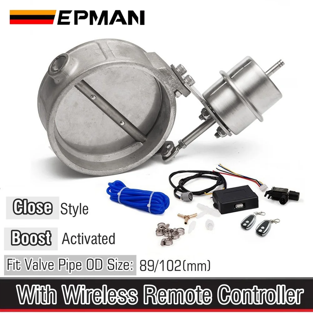 

Exhaust Control Valve With Boost Actuator Cutout 89mm / 102mm Pipe Close with Wireless Remote Controller Set