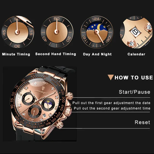 POEDAGAR Luxury Casual Top Brand Watch Business Sport Chronograph Date Luminous Waterproof Silicone Strap Men's Watch Male reloj 4