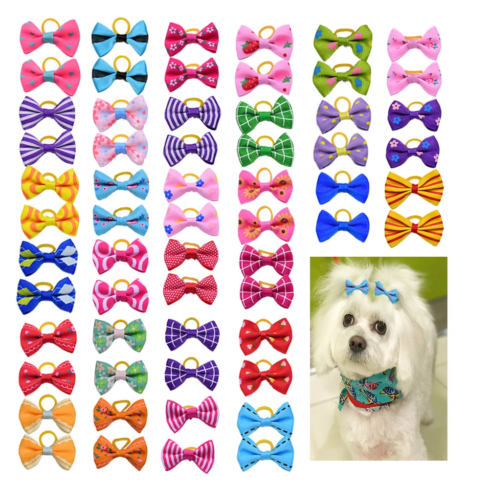 50/100 pieces Dog Grooming Bows Brand New Pet Grooming Accessories  Ribbon Bow  Clip Pet Christmas Gifts Pet Supplier