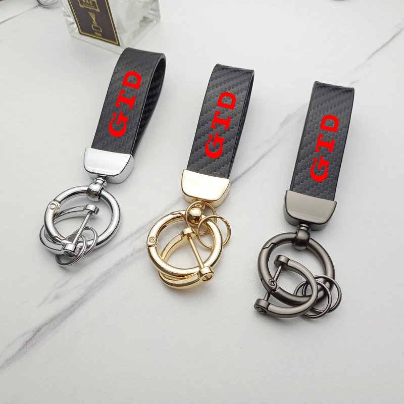 

For VW Golf 2 4 5 6 7 8 R MK4 MK5 MK6 MK7 Luxury Carbon Fiber Car Keychain Creative DIY Keyring Leather Car Keychain Trinket