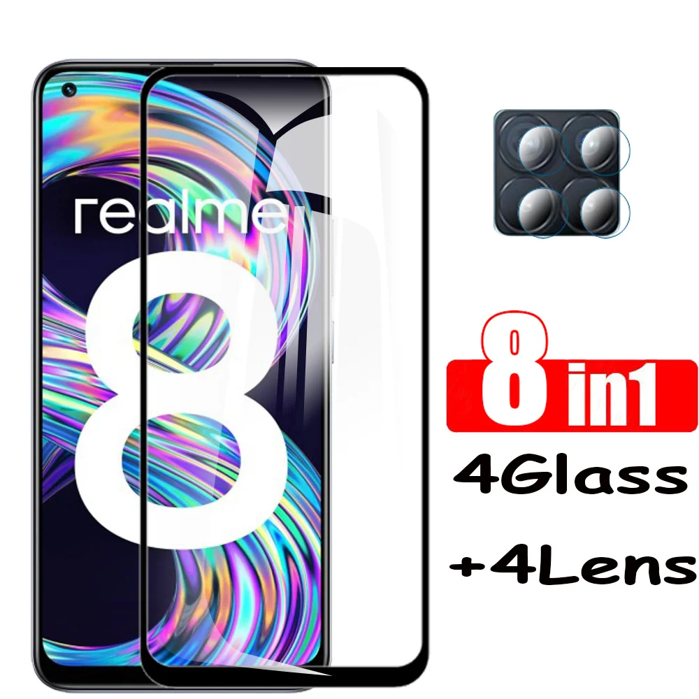 

Film For Realme 8 4G Tempered Glass Realme8 Full Cover Screen Protector Realme-8 Phone Accessories Real me 8 Pro Protector