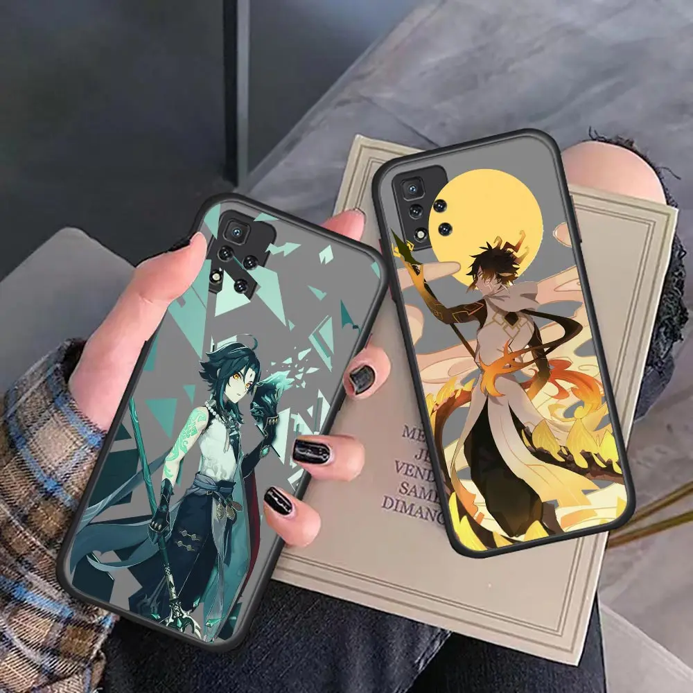 

Популярная игра Genshin Impact аниме Matte Clear Phone Чехол для Redmi Note 11 10 9T 9S 9 8 Pro 7 6 5 4 3 2 Aprime Черный силиконовый чехол