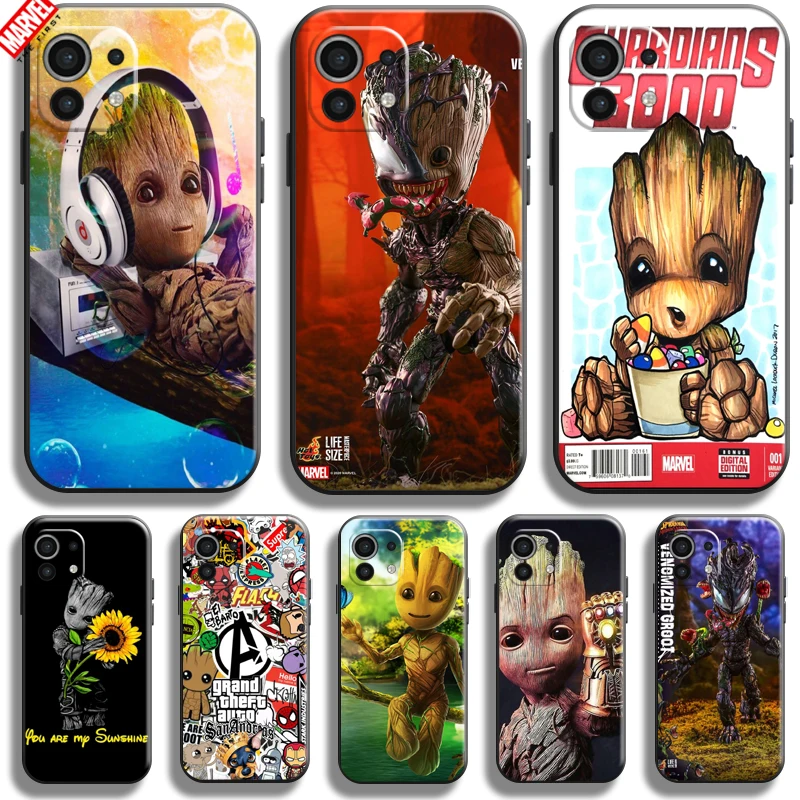 

Groot Marvel For Xiaomi Mi 11 Lite 11 Pro 11 Ultra Phone Case Soft Silicon Coque Cover Black Funda Thor Hulk Captain America