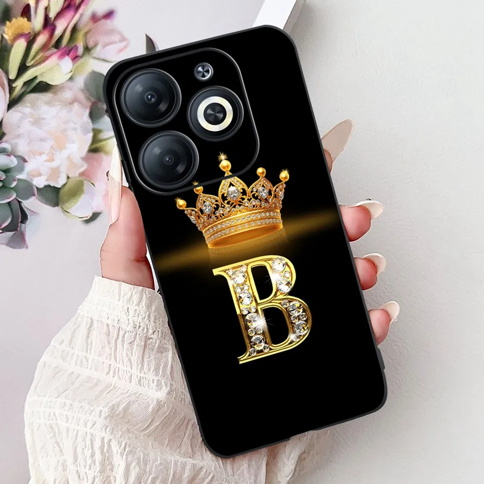 Для Infinix Smart 8 smart Роскошный чехол с изображением короны и буквами мягкие