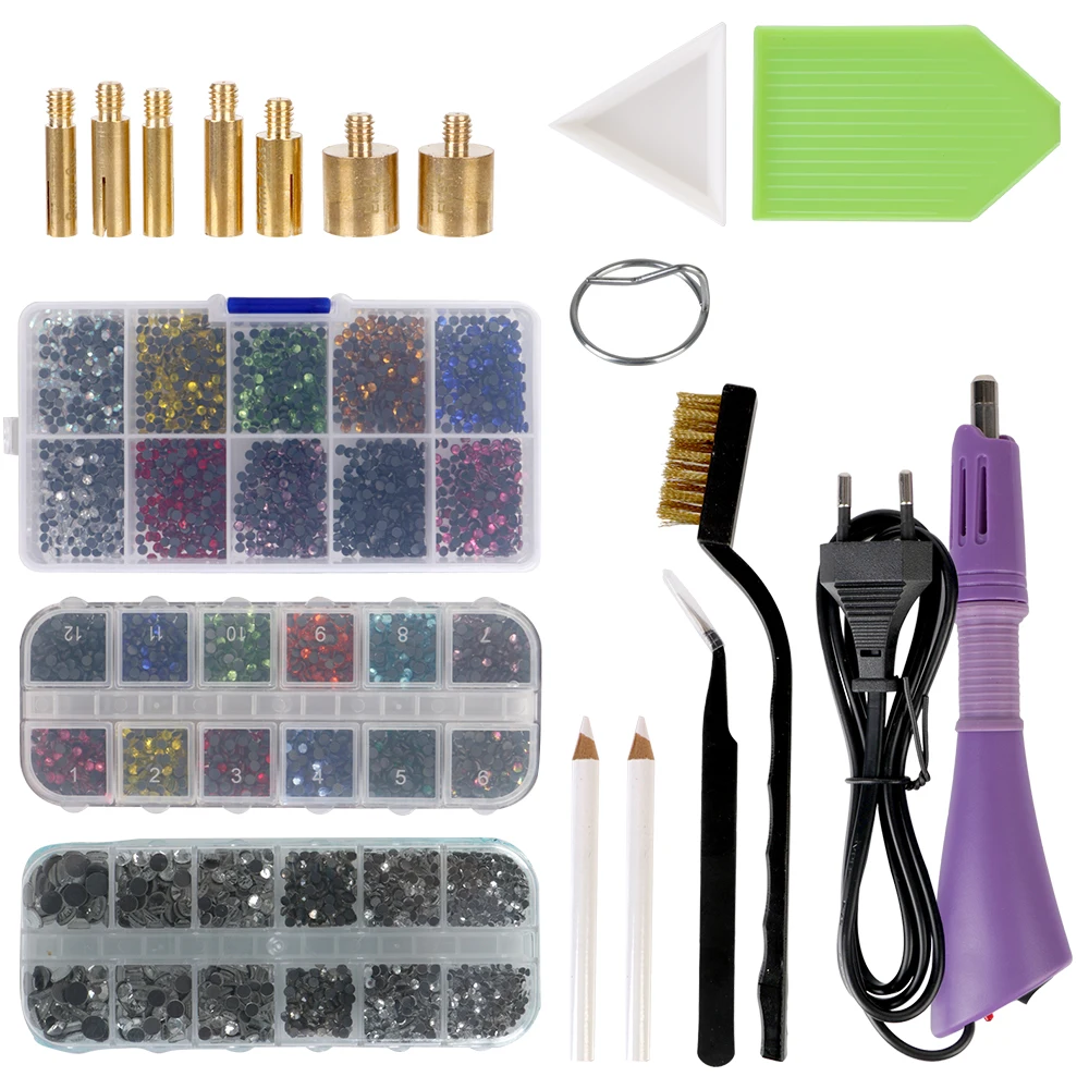 

DIY Decoration Crystal Glass Hotfix Rhinestone Applicator Rhinestone Heat-fix Tool Gun EU Plug Hot Fix Rhinestones Set