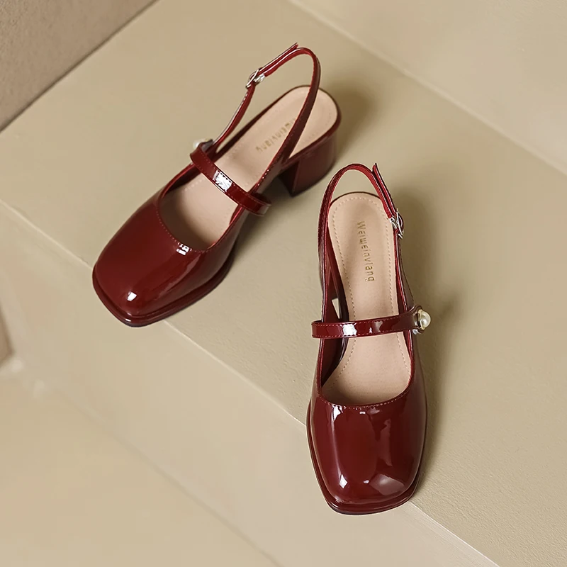 AIYUQI Sandals Female Dress Shoes 2023 New Summer Heel 5cm Sandals Female Hollow Large Size 41 42 43 Mary Jane Shoes Female