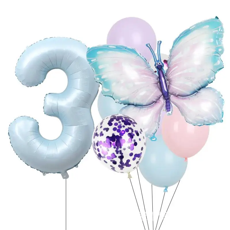 Воздушные шары для дня рождения бабочки Blue Age № 1 2 3 4 5 6 дети год юбилейные товары 10