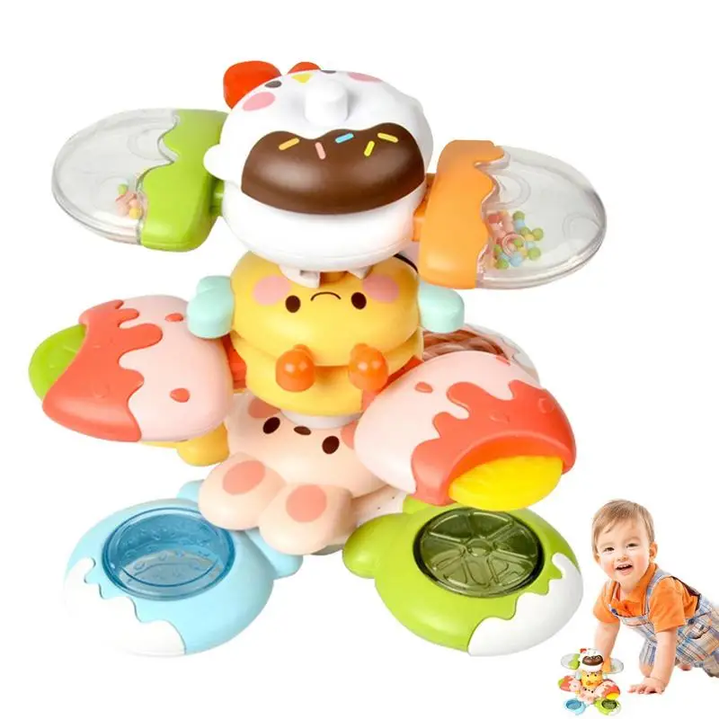 

Baby Spin Top Bath Toys For Boy 3pcs Children Bathing Sucker Spinner Suction Cup Toy For Kids 2 To 4 Years Rattles Teether